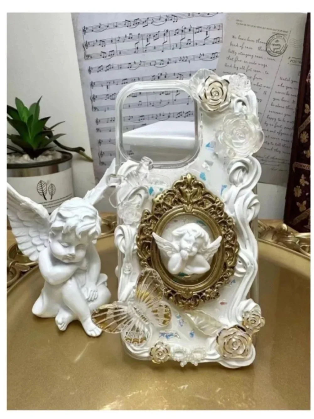iPhone 13pro Baroque angel Phone Case, Handmade case